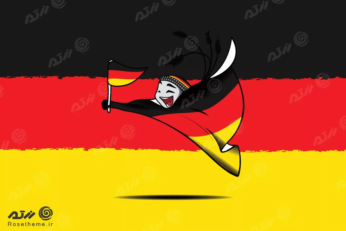 وکتور طرح گرافیکی نماد جام‌جهانی 2022 قطر لعیب با پرچم تیم ملی آلمان فایل EPS لایه باز 23338