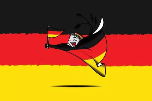 وکتور طرح گرافیکی نماد جام‌جهانی 2022 قطر لعیب با پرچم تیم ملی آلمان فایل EPS لایه باز 23338