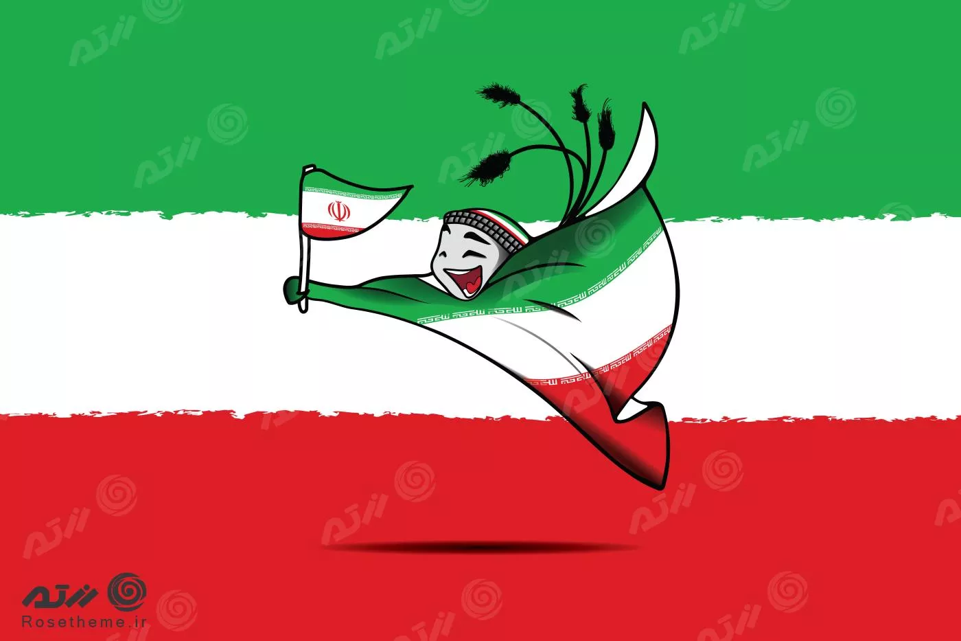 وکتور طرح گرافیکی نماد جام‌جهانی 2022 قطر لعیب با پرچم تیم ملی ایران فایل EPS لایه باز 23339