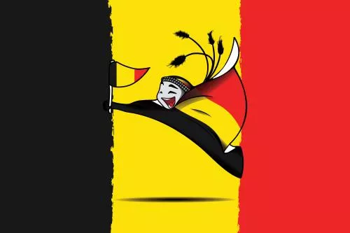 وکتور طرح گرافیکی نماد جام‌جهانی 2022 قطر لعیب با پرچم تیم ملی بلژیک فایل EPS لایه باز 23319