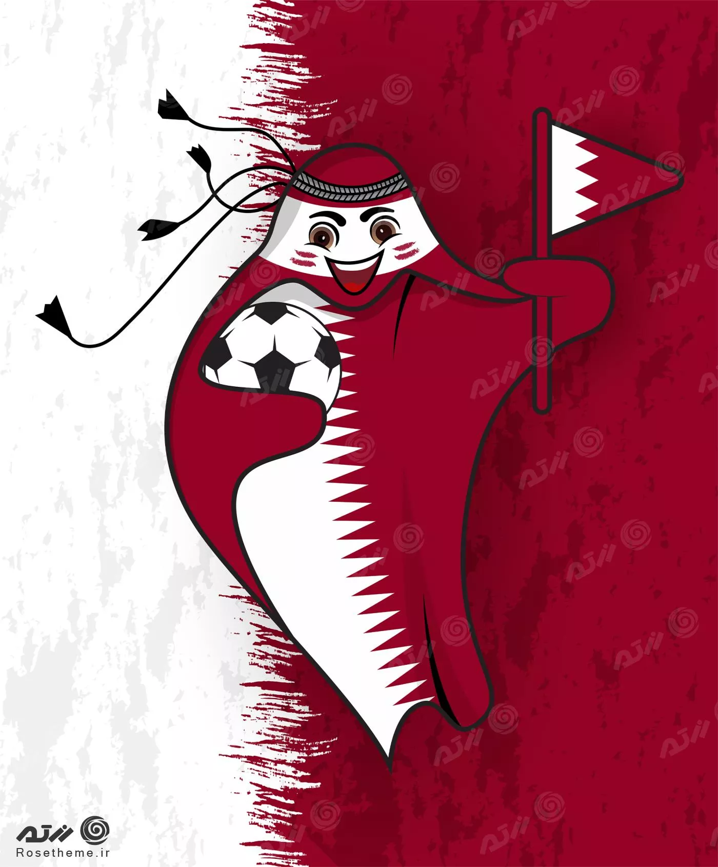 پرچم قطر در قالب نماد جام جهانی قطر 2022 به صورت وکتور EPS لایه باز  23342