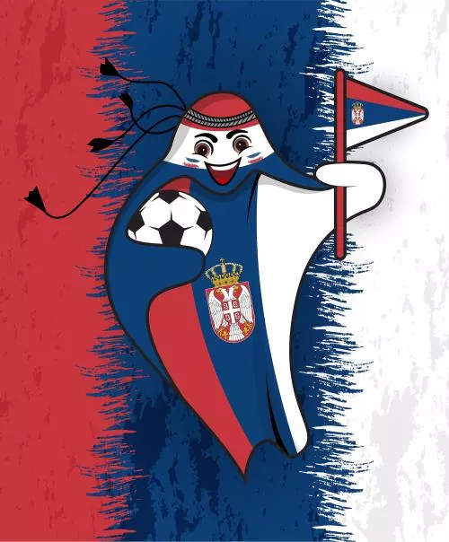 پرچم صربستان در قالب نماد جام جهانی قطر 2022 به صورت وکتور EPS لایه باز  23344