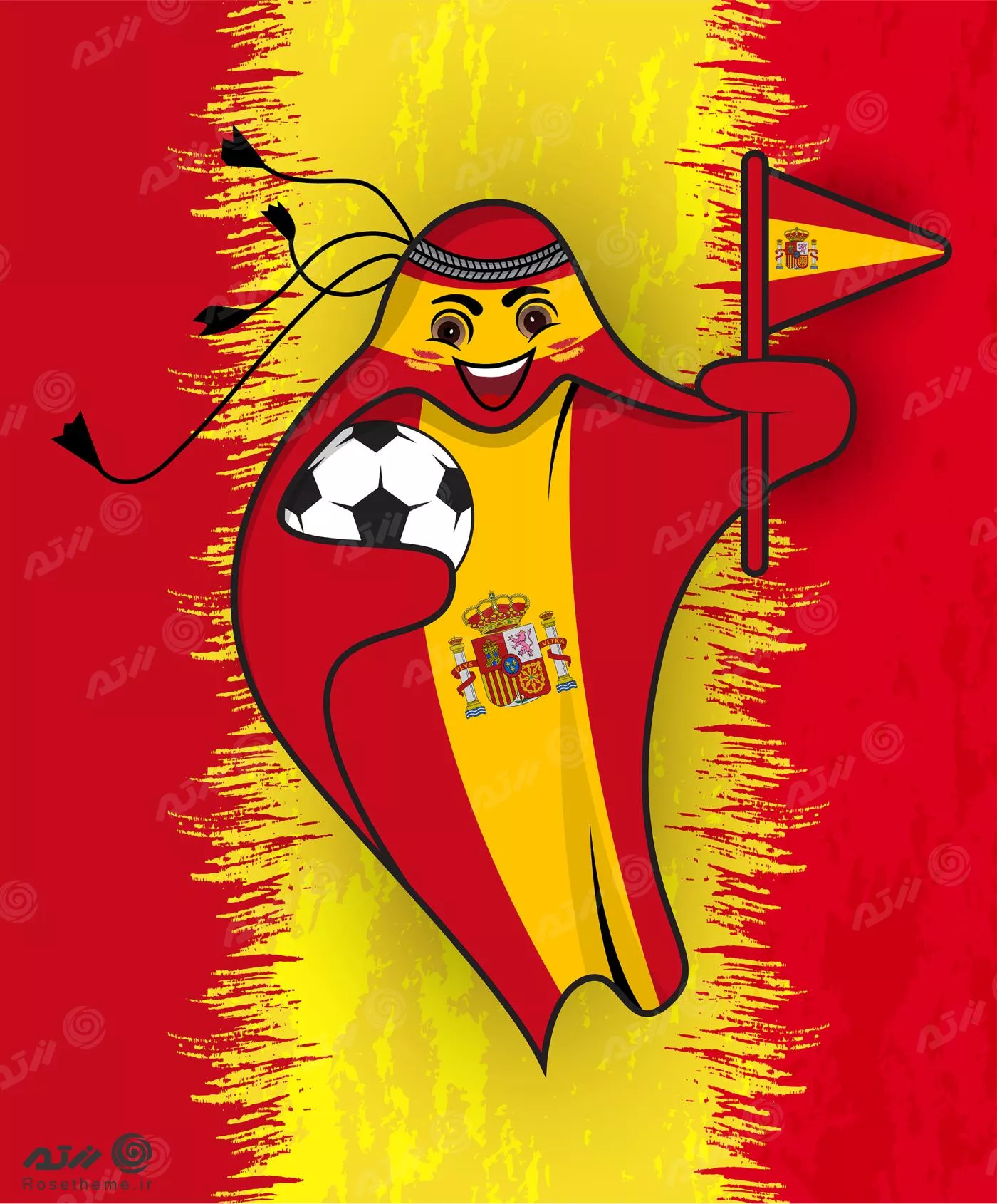 پرچم اسپانیا در قالب نماد جام جهانی قطر 2022 به صورت وکتور EPS لایه باز  23345