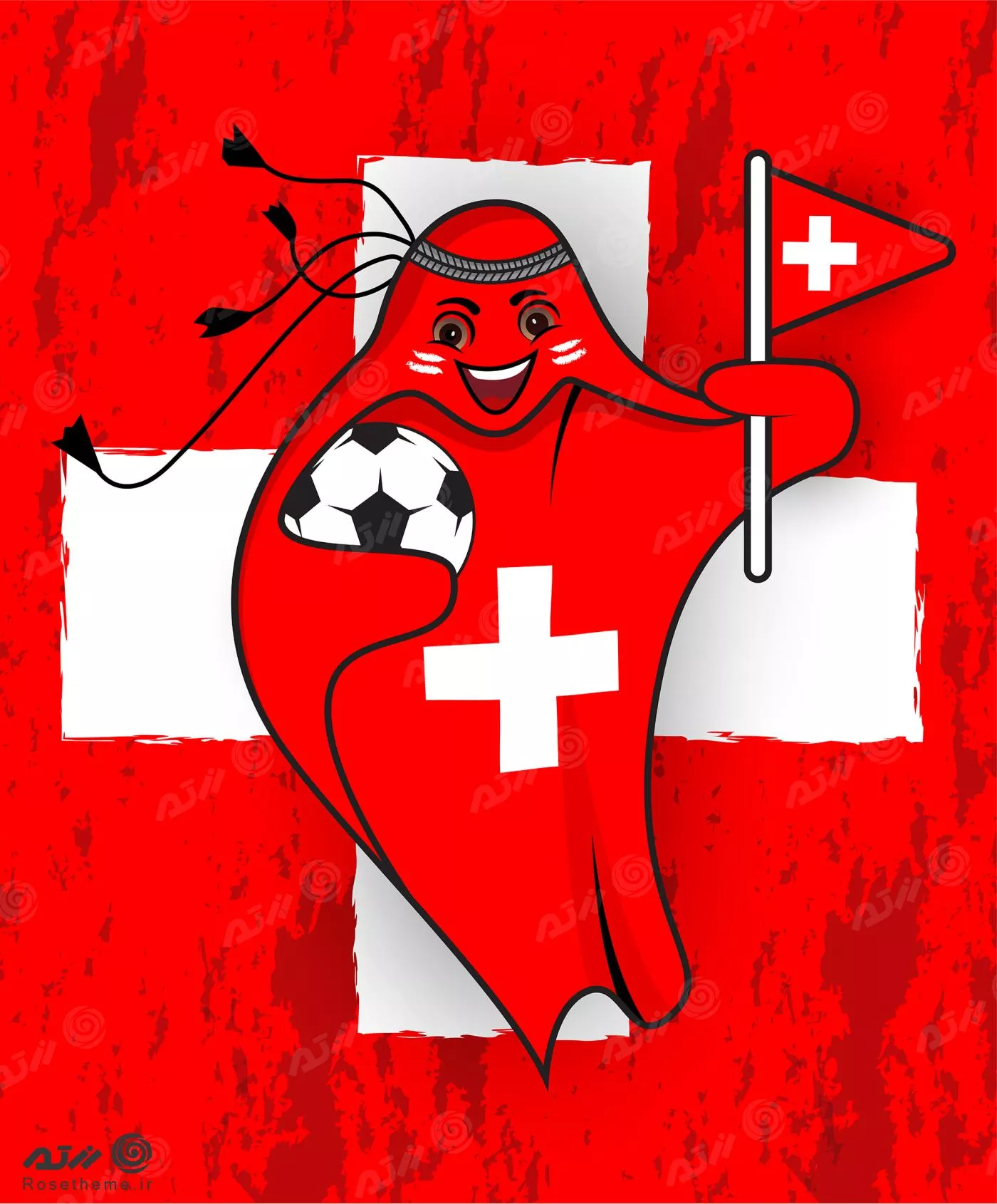 پرچم سوئیس در قالب نماد جام جهانی قطر 2022 به صورت وکتور EPS لایه باز  23346