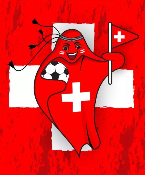 پرچم سوئیس در قالب نماد جام جهانی قطر 2022 به صورت وکتور EPS لایه باز  23346