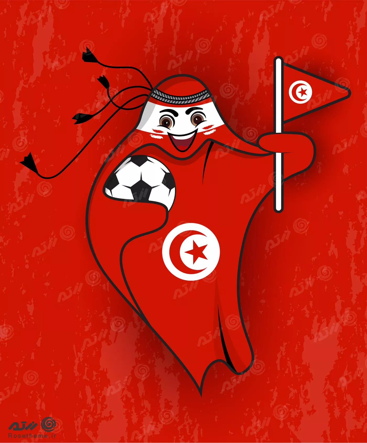 پرچم تونس در قالب نماد جام جهانی قطر 2022 به صورت وکتور EPS لایه باز  23347
