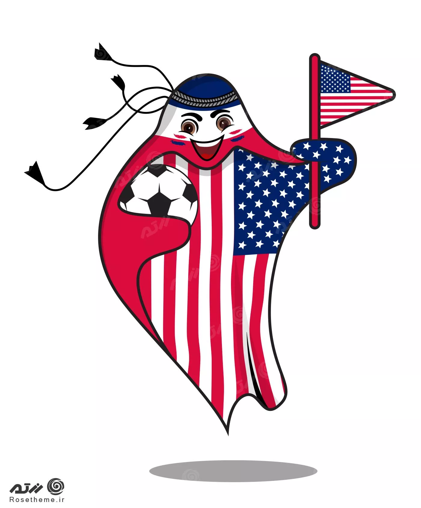 پرچم آمریکا در قالب نماد جام جهانی قطر 2022 به صورت وکتور EPS لایه باز  23349