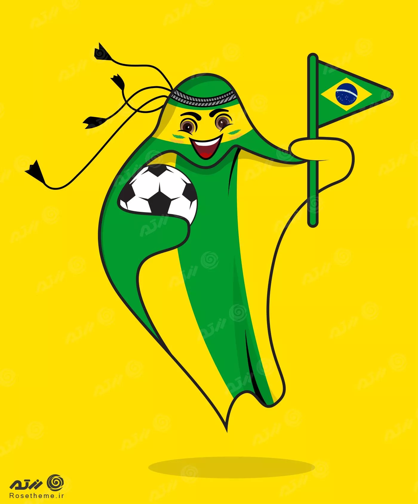 پرچم برزیل در قالب نماد جام جهانی قطر 2022 به صورت وکتور EPS لایه باز  23351