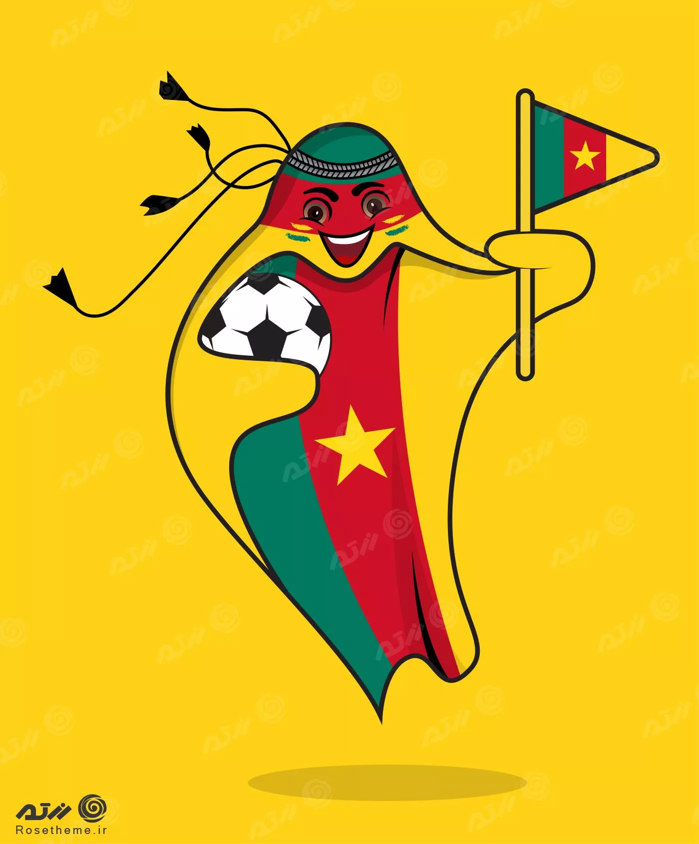 پرچم کامرون در قالب نماد جام جهانی قطر 2022 به صورت وکتور EPS لایه باز  23352