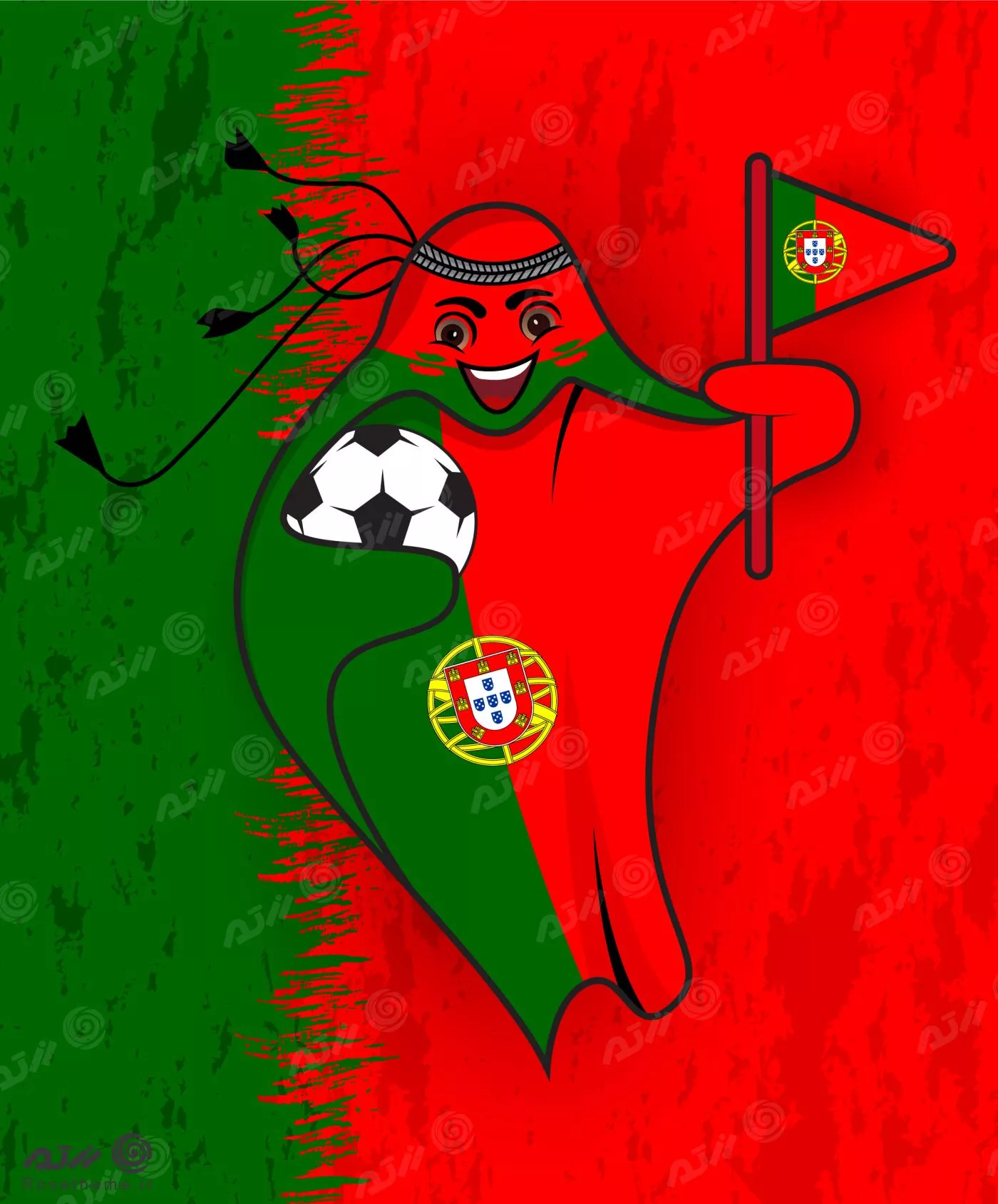 پرچم پرتغال در قالب نماد جام جهانی قطر 2022 به صورت وکتور EPS لایه باز  23358