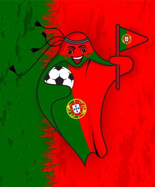 پرچم پرتغال در قالب نماد جام جهانی قطر 2022 به صورت وکتور EPS لایه باز  23358