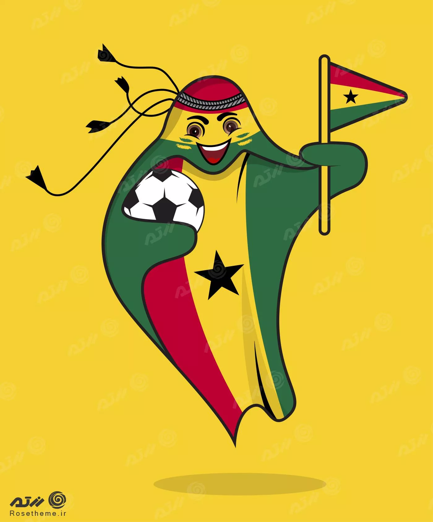 پرچم غنا در قالب نماد جام جهانی قطر 2022 به صورت وکتور EPS لایه باز 23362