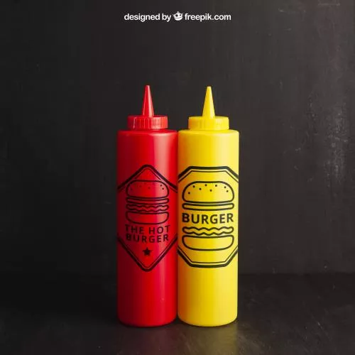 موکاپ لوگو فست فود با سس کچاپ و خردل 23382