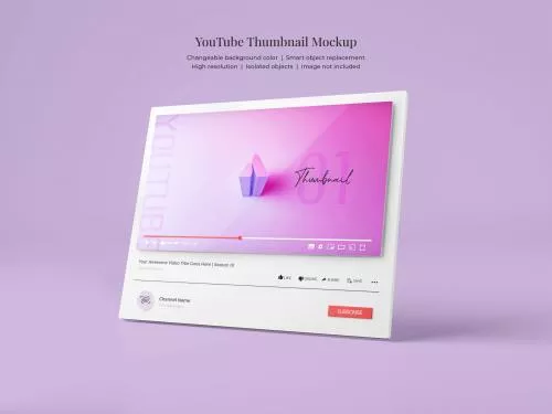 موکاپ سه بعدی تصویر کوچک یوتیوب به همراه جای متن برای نوشتن 23397