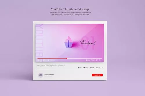 موکاپ سه بعدی تصویر کوچک یوتیوب از زاویه روبرو 23398